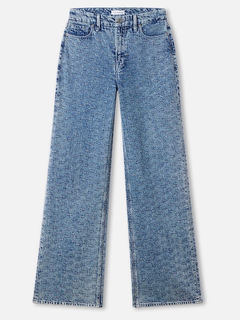 Good American Good Skate Mid Ris Wide Leg Jeans With Rhinestones Size 14 NEW - Picture 6 of 16